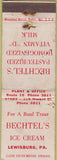 Matchbook Cover - Bechtel's Milk Ice Cream Lewisburg PA WORN