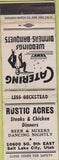 Matchbook Cover - Rustic Acres Salt Lake City UT