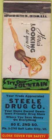 Matchbook Cover - Steele Drug Co Salt Lake City UT pinup
