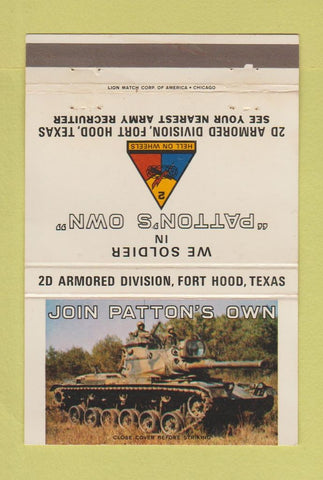 Matchbook Cover - 2D Armored Division Fort Hood TX Army 40 Strike