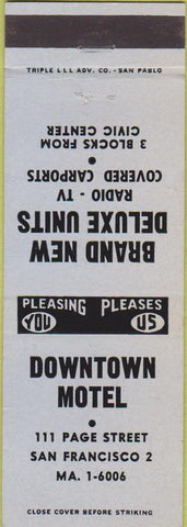 Matchbook Cover - Downtown Motel San Francisco CA