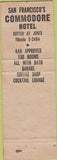 Matchbook Cover - Commodore Hotel San Francisco CA