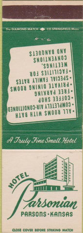 Matchbook Cover - Hotel Parsonian Parsons KS