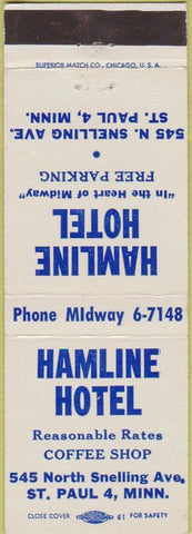 Matchbook Cover - Hamline Hotel ST Paul MN