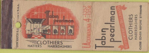 Matchbook Cover - Tabin Pearlman Clothes NO TOWN WORN CREASES