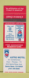 Matchbook Cover - Astro Motel Santa Rosa CA SAMPLE WEAR