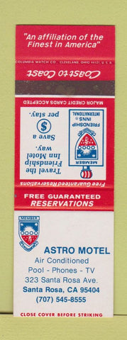 Matchbook Cover - Astro Motel Santa Rosa CA SAMPLE WEAR