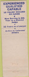Matchbook Cover - Judge Day State Supreme Court CO?
