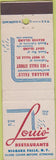 Matchbook Cover - Louis Restaurant Niagara Falls NY