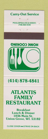 Matchbook Cover - Atlantis Family Restaurant Union Grove WI