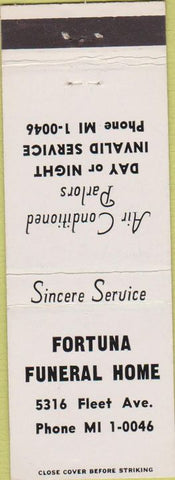 Matchbook Cover - Fortuna Funeral Home