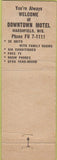 Matchbook Cover - Down Town Motel Marshfield WI WEAR