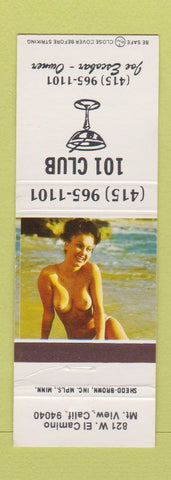 Matchbook Cover - 101 Club Mountain View CA pinup