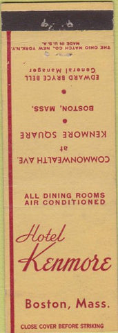 Matchbook Cover - Hotel Kenmore Boston MA