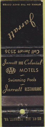 Matchbook Cover - Jarratt Restaurant VA