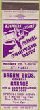 Matchbook Cover - Brehm Bros Garage San Jose CA WEAR