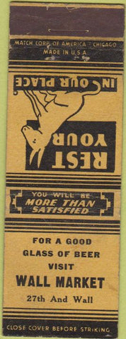 Matchbook Cover - Wall Market NO TOWN