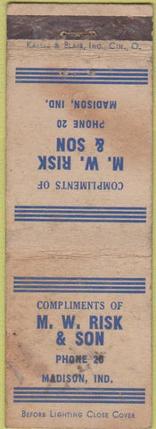 Matchbook Cover - MW Risk Son Madison IN POOR