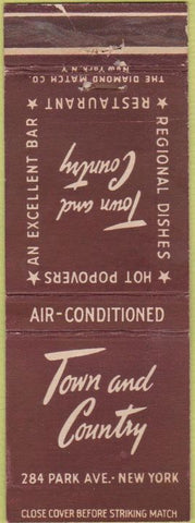 Matchbook Cover - Town and Country New York City