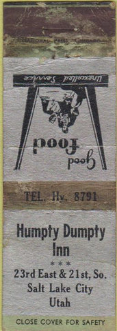Matchbook Cover - Humpty Dumpty Inn Salt Lake City UT POOR