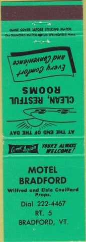 Matchbook Cover - Motel Bradford VT