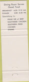 Matchbook Cover - Elms Motel Dining Room Winchester VA