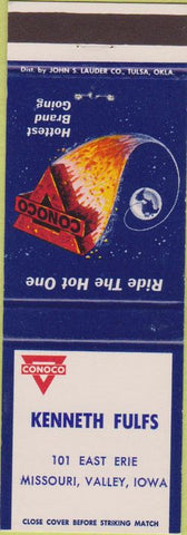 Matchbook Cover - Conoco Oil Gas Missouri Valley IA