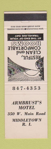 Matchbook Cover - Armbrust's Motel Middletown RI