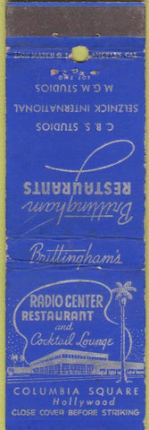 Matchbook Cover - Radio Center Restaurant Hollywood CA