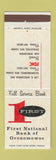 Matchbook Cover - 1st National Bank Oconomowoc WI Okauchee