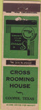 Matchbook Cover - Cross Rooming House Cooper TX