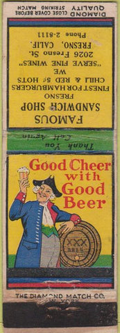 Matchbook Cover - Sandwiches Fresno CA hamburgers DQ pinhole
