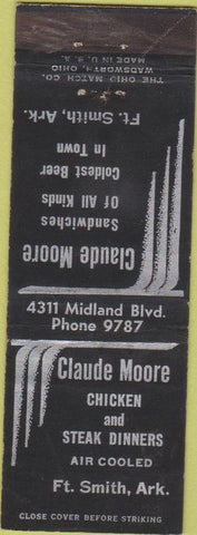 Matchbook Cover - Claude Moore Restaurant Fort Smith AR