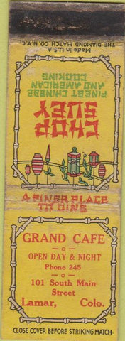 Matchbook Cover - Chop Suey Chinese Food Lamar CO WORN
