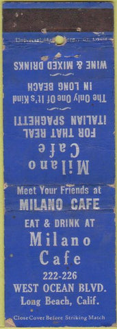 Matchbook Cover - Milano Cafe Long Beach CA WEAR
