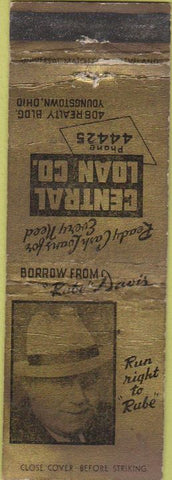 Matchbook Cover - Central Loan Co Youngstown OH CREASES