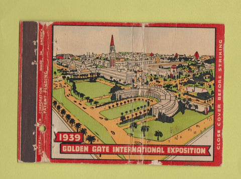 Matchbook Cover - 1939 Golden Gate Expo San Francisco CA WORN 40 Strike