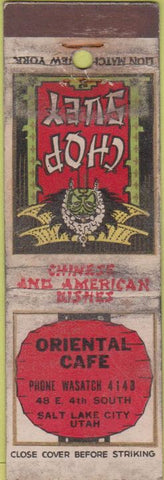 Matchbook Cover - Oriental Cafe Salt Lake City UT POOR
