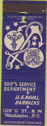 Matchbook Cover - Ship's Service US Naval Barracks Washington DC