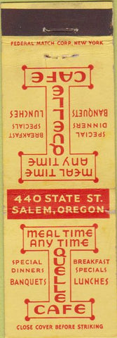 Matchbook Cover - Quelle Cafe Salem OR Federal