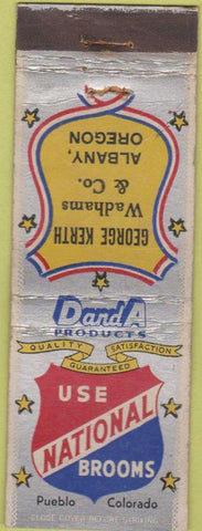 Matchbook Cover - National Brooms Albany OR CREASES