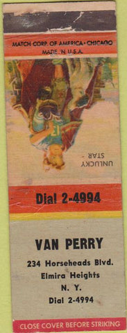 Matchbook Cover - Van Perry Elmira Heights NY WEAR