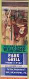 Matchbook Cover - Park Grill Williamsport PA