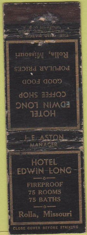 Matchbook Cover - Hotel Edwin Long Rolla MO