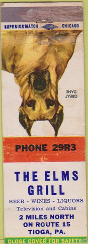 Matchbook Cover - The Elms Grill Tioga PA