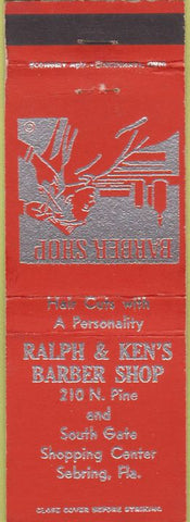 Matchbook Cover - Ralph Ken's Barber Shop Sebring FL