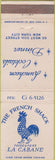 Matchbook Cover - Restaurant La Cabane New York City CREASE