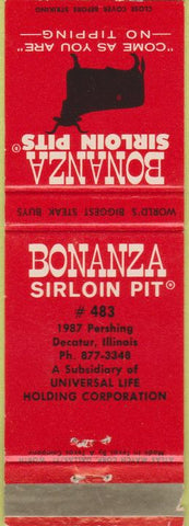 Matchbook Cover - Bonanza Sirloin Pit Decatur IL