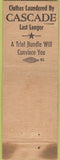 Matchbook Cover - Cascade Laundry NO TOWN 30s