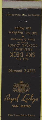 Matchbook Cover - Royal Lodge San Mateo CA